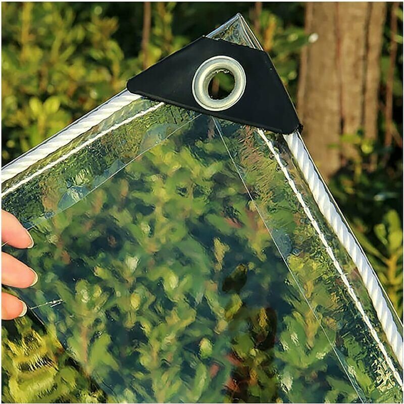[mai Utilizzato] Inhhub Telo Di Copertura Per Pergola In Pvc Trasparente Con Occhielli, Resistente, 360 G/m², Telo Industriale, Telo Di Plastica Impermeabile Trasparente, 0,35 Mm, 2x2 M - Inhhub