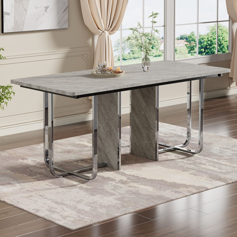 Tavolo Da Pranzo, L180w80h75cm, Tavolo Da Pranzo Moderno, Tavolo Da Pranzo Robusto, Gambe In Metallo, Grande Tavolo Da Pranzo, Tavolo Da Pranzo Rettangolare, Tavolo Da Pranzo Per 6 Persone, Tavolo Da