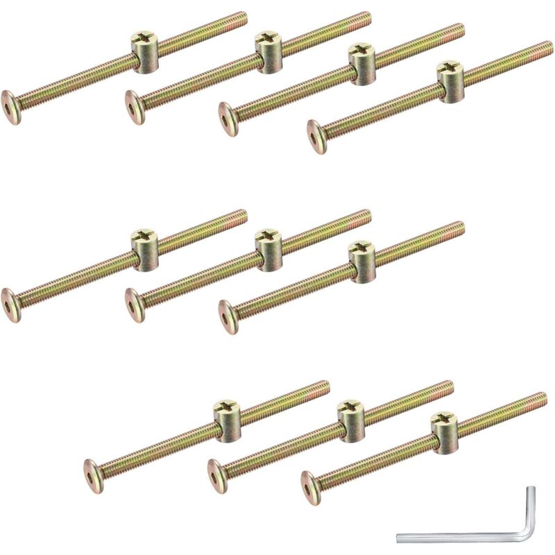 [mai Utilizzato] Kit Di 10 Viti Per Legno M6, Viti A Testa Svasata Piatta Con Esagono Incassato, Dadi, Fissaggio A Bullone Per Testiera, Sedia Da Scrivania Per Bambini, Con Chiave Inglese - Inhhub