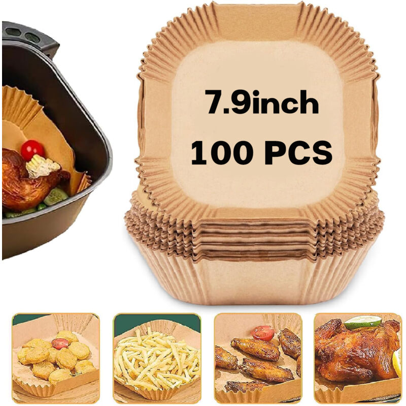 100 Pezzi Di Carta Pergamena Da 20 Cm Per Friggitrice Ad Aria, Rivestimento In Carta Da Forno Per Friggitrice Ad Aria, Accessori Di Carta Pergamena Antiaderente Usa E Getta Senza Olio