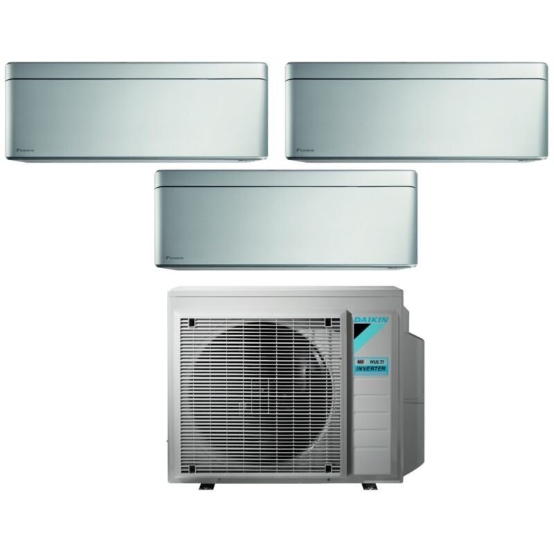 Climatizzatore Condizionatore Daikin Bluevolution Trial Split Inverter Serie Stylish Total Silver 9+12+18 Con 3mxm68n R-32 Wi-fi Integrato 9000+12000+18000 Colore Grigio - Garanzia Italiana