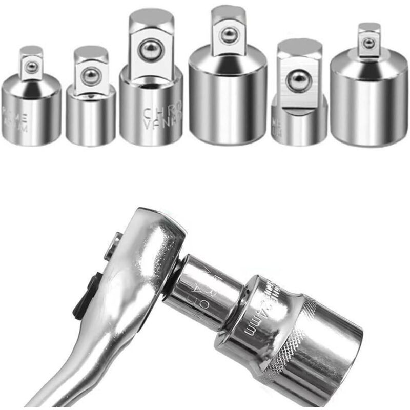 Adattatore Per Bussola E Chiave Inglese, Set Di Adattatori A Cricchetto Da 6 Pezzi Da 1/4" A 3/8", Da 3/8" A 1/4", Da 3/8" A 1/2", Da 1/2" A 3/8", Da 1/2" A 1/4", Da 1/4" A 1/2", Adattatore Di Riduzio