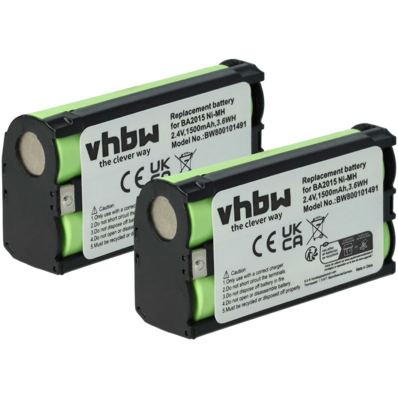 Vhbw 2x Batteria Compatibile Con Sennheiser Ek 500 G2, Ek 300 Iem G3, Ek 500 G4, Ew 100 Eng G2 Auricolari Cuffie Wireless (1500mah, 2,4v, Nimh)