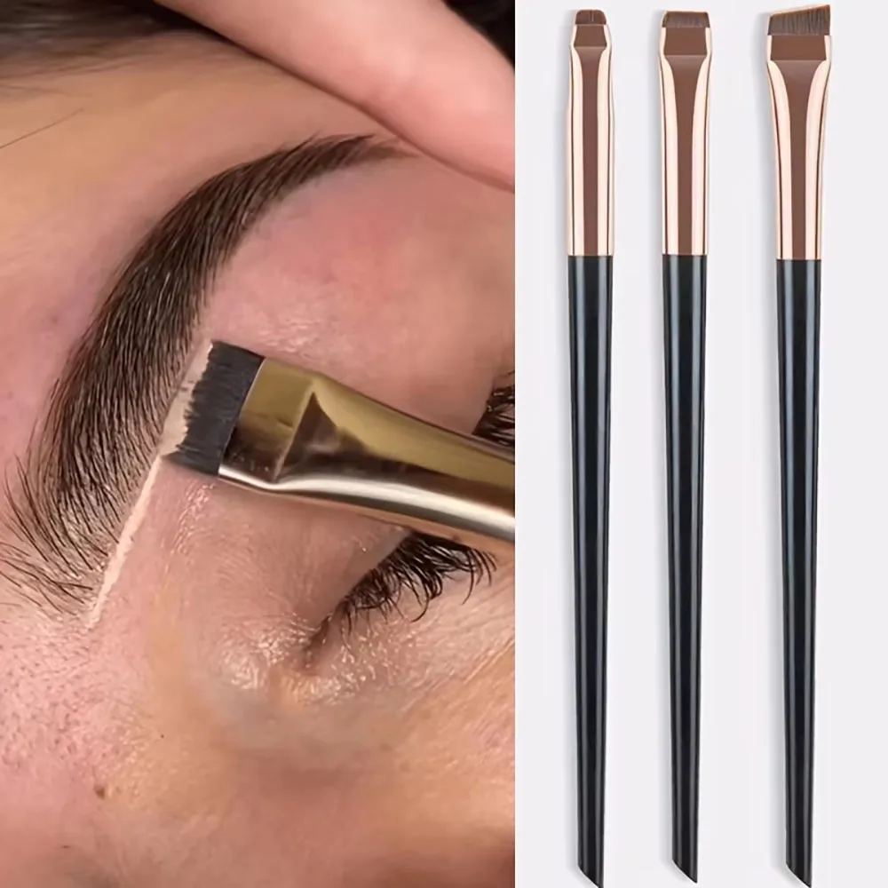 3-teiliges Make-up-Pinsel-Set: Sichelförmiger Eyeliner-Pinsel, fein abgewinkelter Augenbrauenpinsel, Eyeliner-Pinsel, ultrafeiner Lidschattenpinsel Image