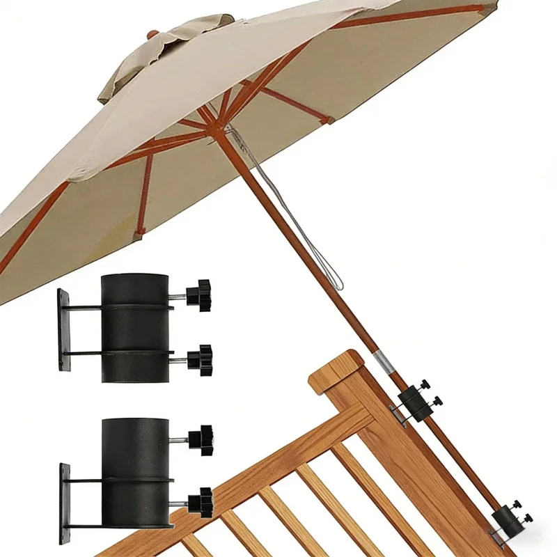 Verstellbarer Outdoor-Schirmständer 2-4 Installationshalterungen für Terrassengeländer, Geeignet für Schirmständer-Fixierhalterung aus Metall Image