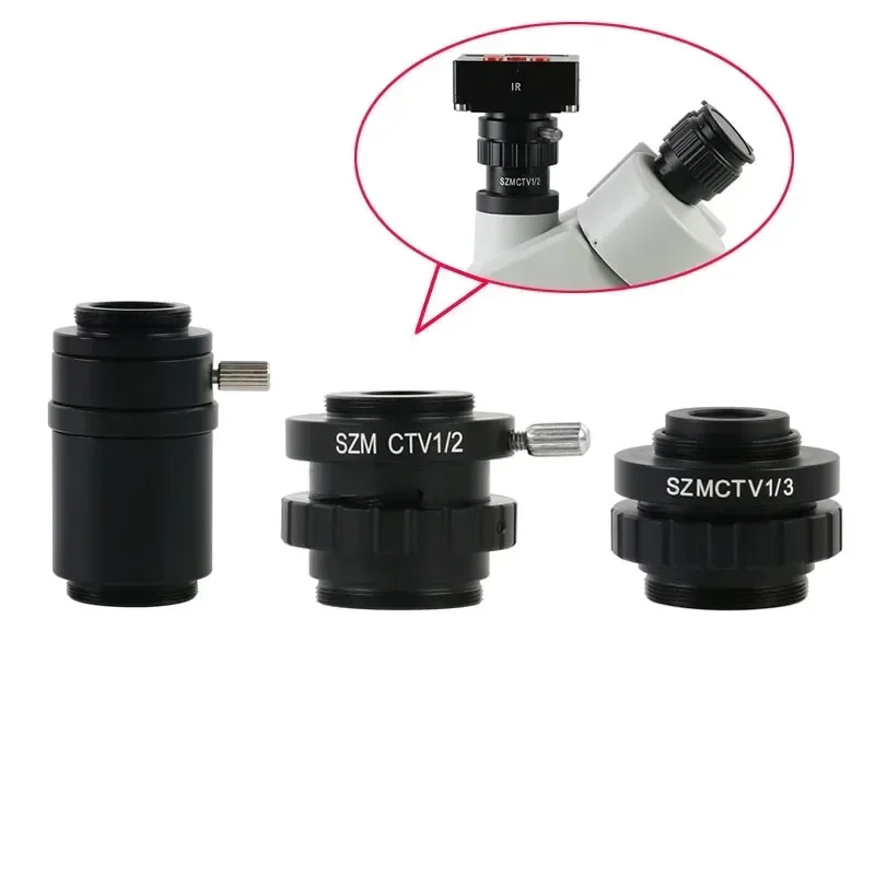 SZMCTV 1/2 1/3 1/1 Mikroskop-Kamera-Adapter 28 mm auf C-Mount Simul Focal Trinocular Stereo-Mikroskop-Adapter Image