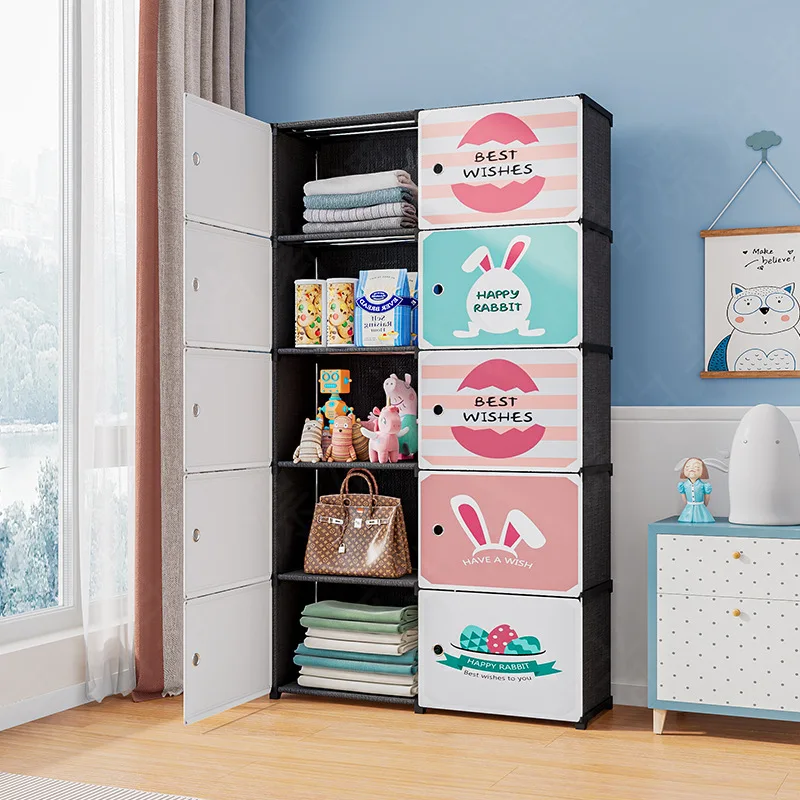 Kindergarderobe, tragbarer Stoffschrank, modularer Organizer, einfache Montage, platzsparend, mehrschichtige Regale, Schlafzimmer-Aufbewahrungsmöbel