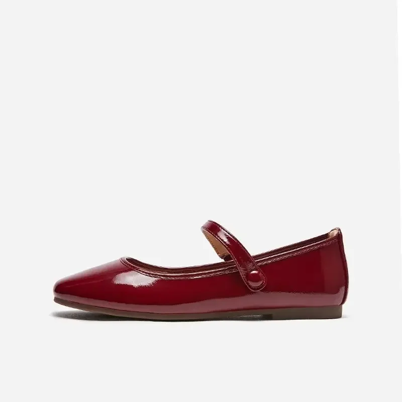 Luxus Leder Casual Weinrot Flache Schuhe Für Frauen Frau Schuhe Wohnungen Niedrigen Absatz Elegante Karree Im Angebot Mit Rabatt Slip