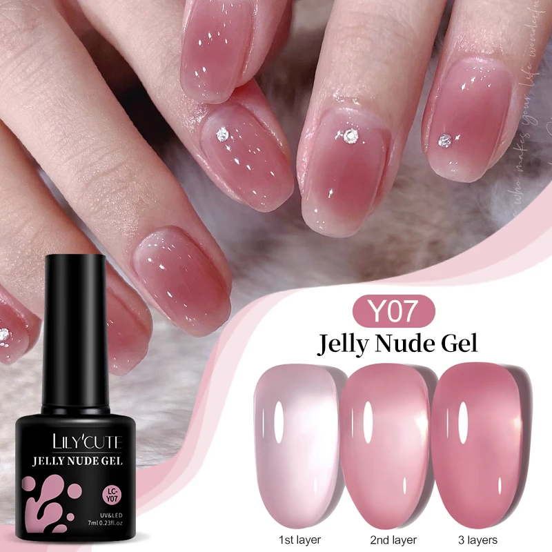 LILYCUTE 7 ml Jelly Nude Pink Peach Gel Nagellack Frühling Sommer Transparente Maniküre Soak Off UV Bunte Nail Art Gel Lack Image