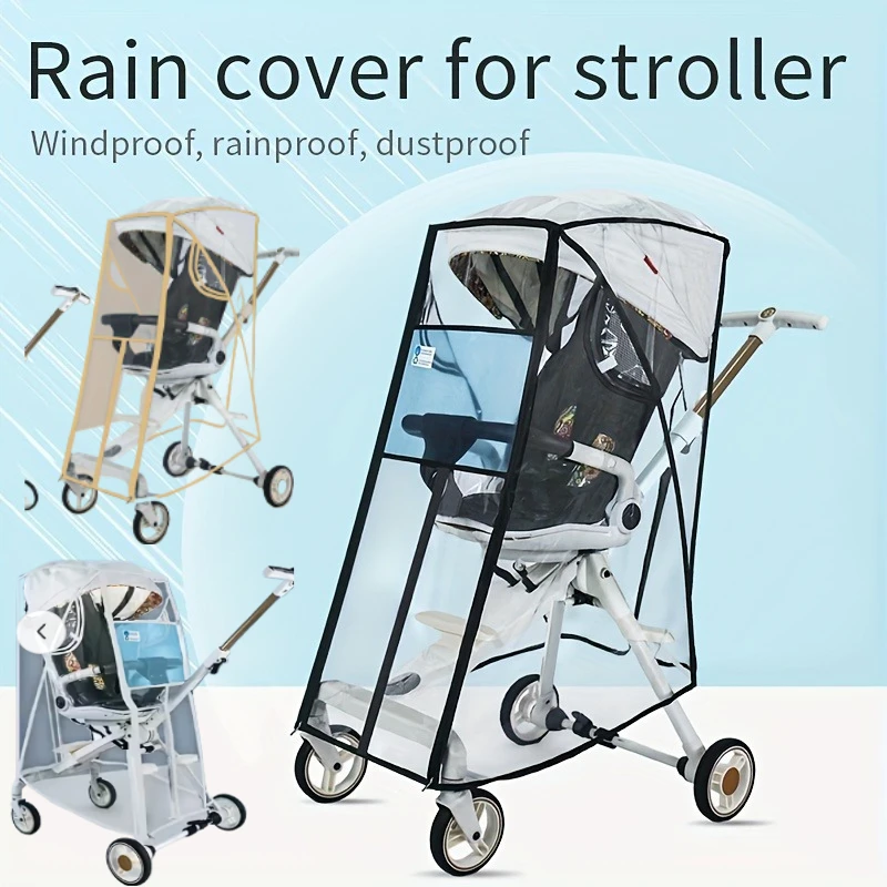 Kompakter Kinderwagen-Regenschutz, Kinderwagen-Abdeckung für Kleinkinder, Regenschirm, Kinderwagen, leicht, für Reisen, Kinderwagen, winddicht, wasserdicht Image