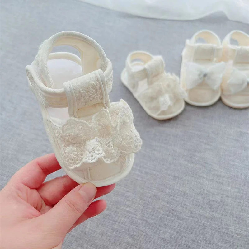 Sommer Mädchen Baby Sandalen 0-1 Jahr alte Baby Wanderschuhe süße Prinzessin Schuhe atmungsaktive Zehenwickel rutschfeste weiche Sohle Image