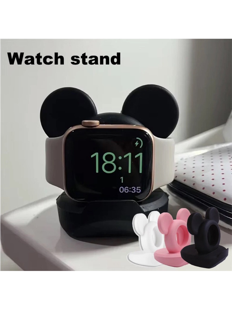 Disney Cell Phones & Accessories | Disney For Apple Watch Ultra Series 1-9 Se Silicone Charger Charging Dock Stand | Color: Black/Pink | Size: Os