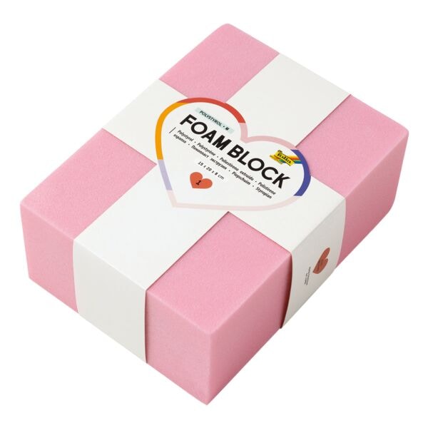 folia Foam Block »M« Polystyrol rosa 1 Stück, 15x20x8 cm