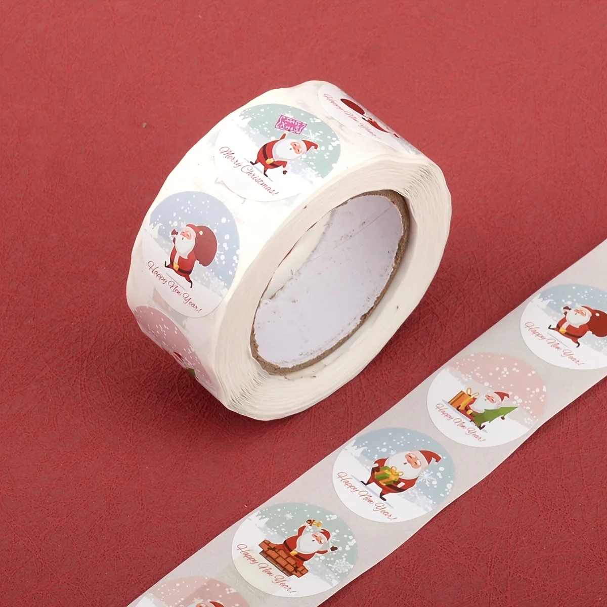 500 Blatt/Rolle runde Aufkleber mit Weihnachtsmotiv, verschiedene Muster, geeignet für DIY-Geschenkverpackungen und Umschlagdekorationen Image