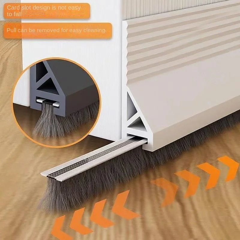 1 Meter langer Türdichtungsstreifen aus Silikonmaterial mit Bürstendesign, selbstklebender Staubstopper, Türspaltfüller Image
