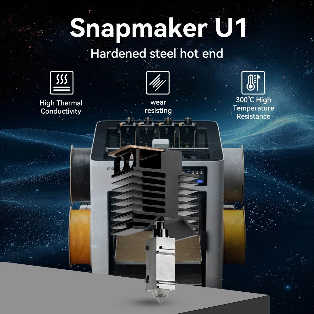 Für Snapmaker U1 Hotend-Kit mit gehärteter Stahldüse 0,2/0,4/0,6 mm, integriertem und hochtemperaturbeständigem Hotend Image