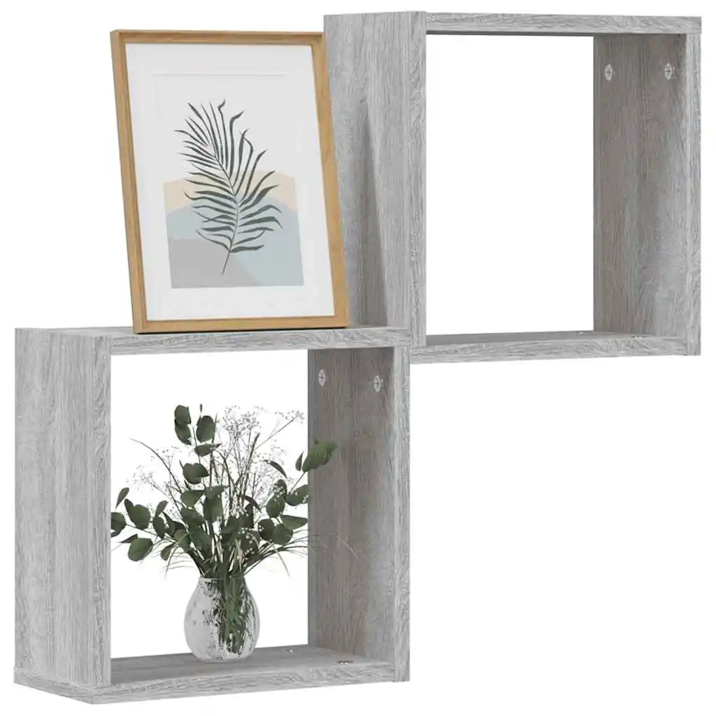 Würfel-Wandregale, 2 Stück, Sonoma-Grau, 30 x 15 x 30 cm, Kunst- und Fotorahmen, Displays, Heimtextilien, Wandregale, Lagerregale Image