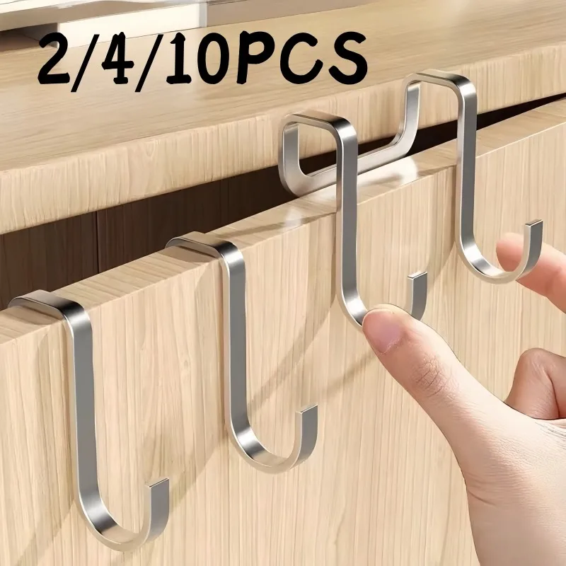 304 Edelstahl-Haken, Mehrzweckhaken, Bohrerfreier Doppel-S-Haken, Küchen- und Badezimmer-Türhaken, Mantel- und Handtuchhalter