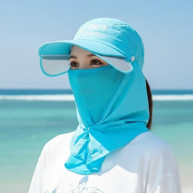 Damen-Sonnenschutzkappe aus Eisseide, UV-Schutzhut, atmungsaktiv, staubdicht, für den Sommer, Outdoor-Sport, Sonnenschutz, Visierschutz Image