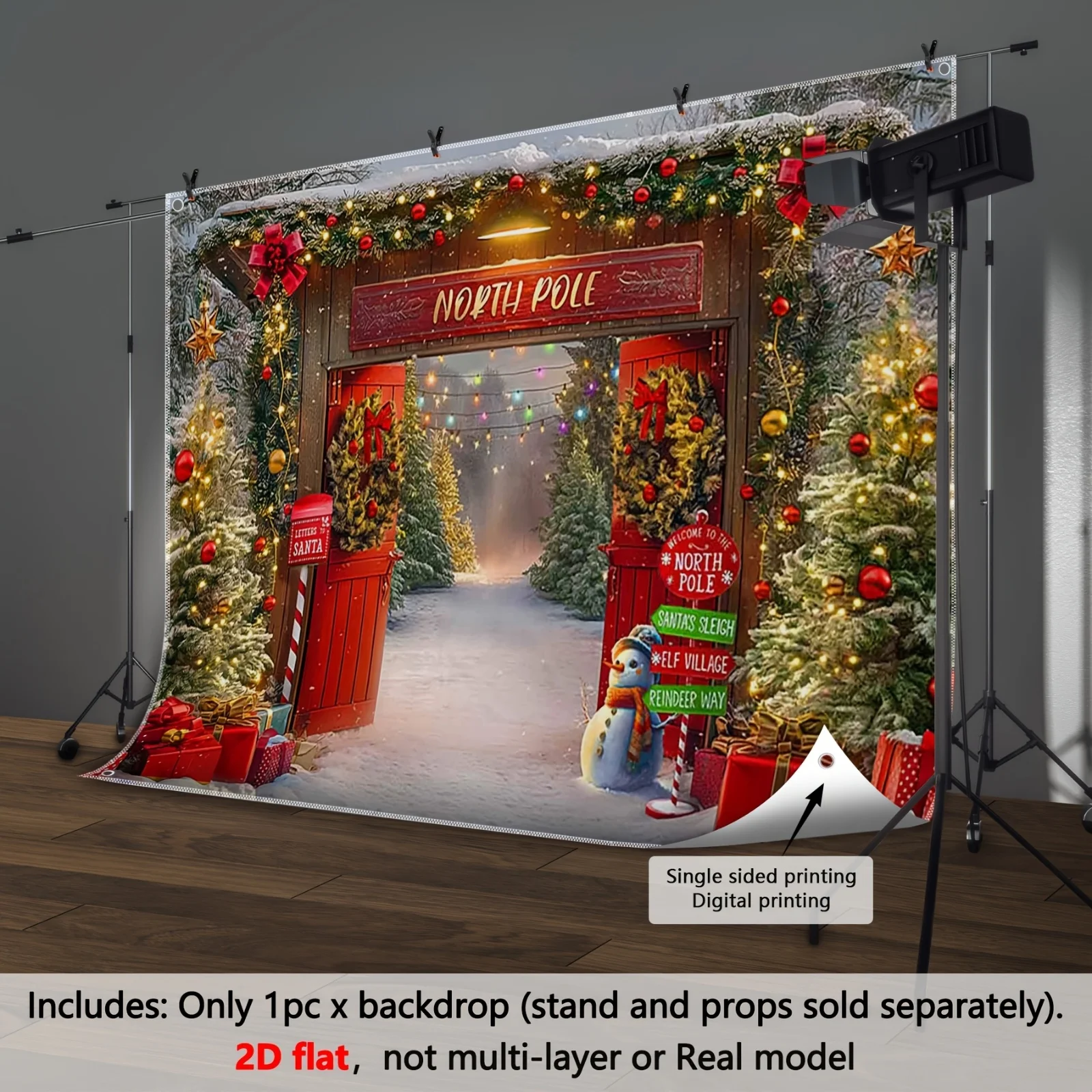 VIKAMA North Pole Red Gate Weihnachtsmann Türvorhang Wandteppich Indoor und Outdoor Geschenke Zimmer Wanddekoration Party Banner Image