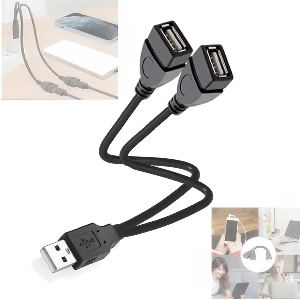 1 bis 2 USB-Verzweigung, multifunktionales Adapter-Verlängerungskabel für Telefone, Tablets und verlängerte Multi-Interface-Hubs, Datenkabel Image