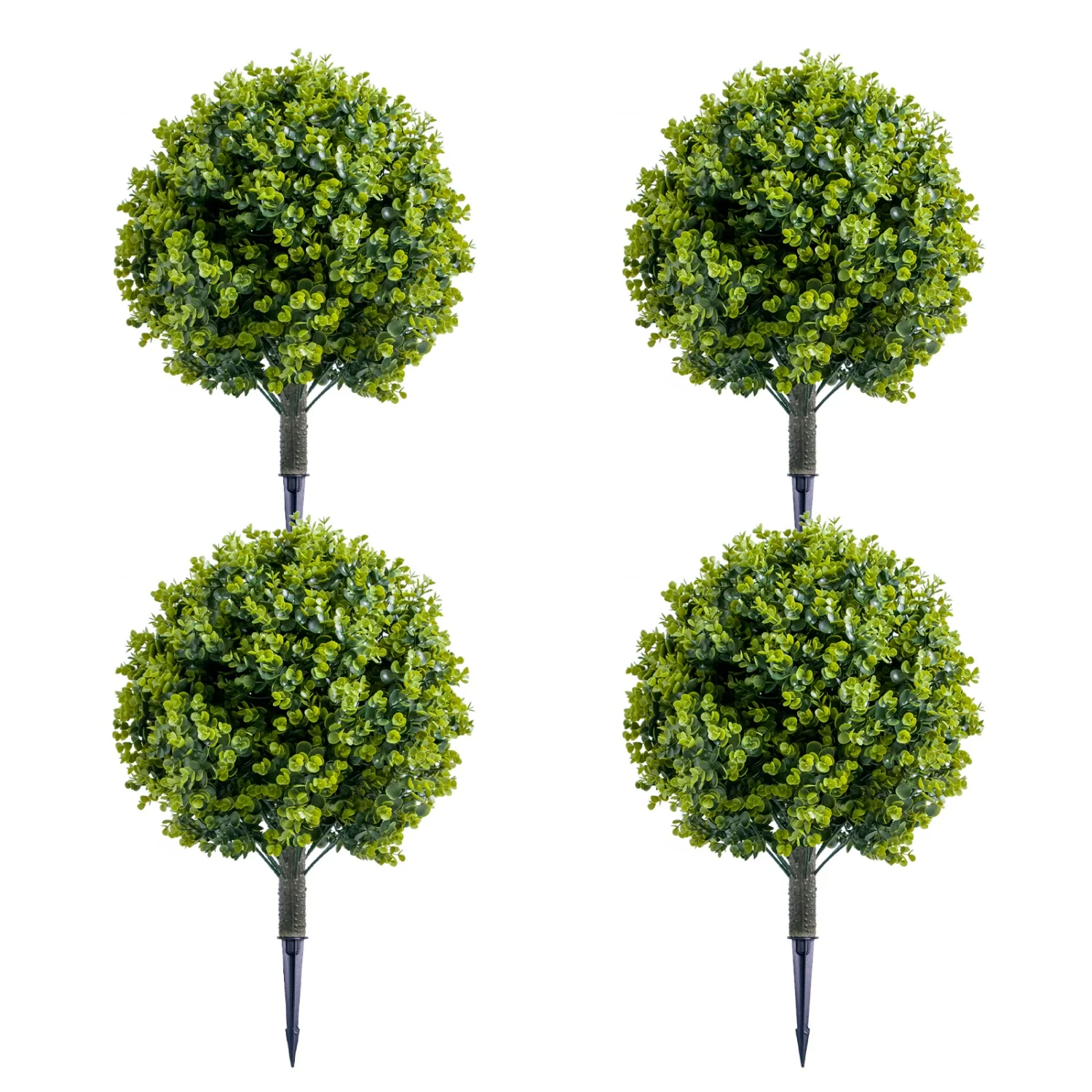 2 Stück/4 Stück künstliche Topiary-Kugelbäume – künstliches Eukalyptus- und Zederngrün mit Erdspießen, künstliche Grünpflanze für den Garten Image