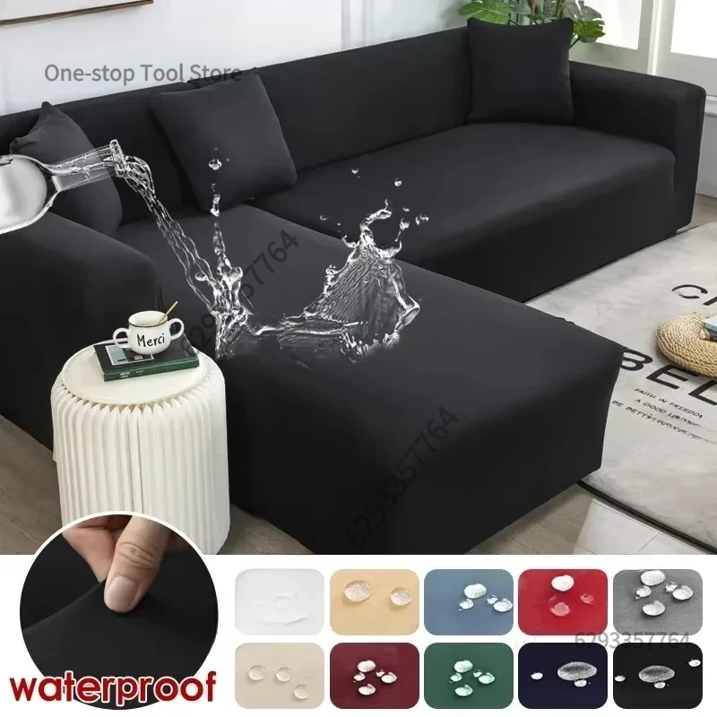 1/2/3/4 Wasserdichte Sofabezüge, Wasserdichter Ecksofa-Überzug, Elastischer Dünner Stoff-Sofabezug für Wohnzimmer und Haustiere, L-förmiges Sofa