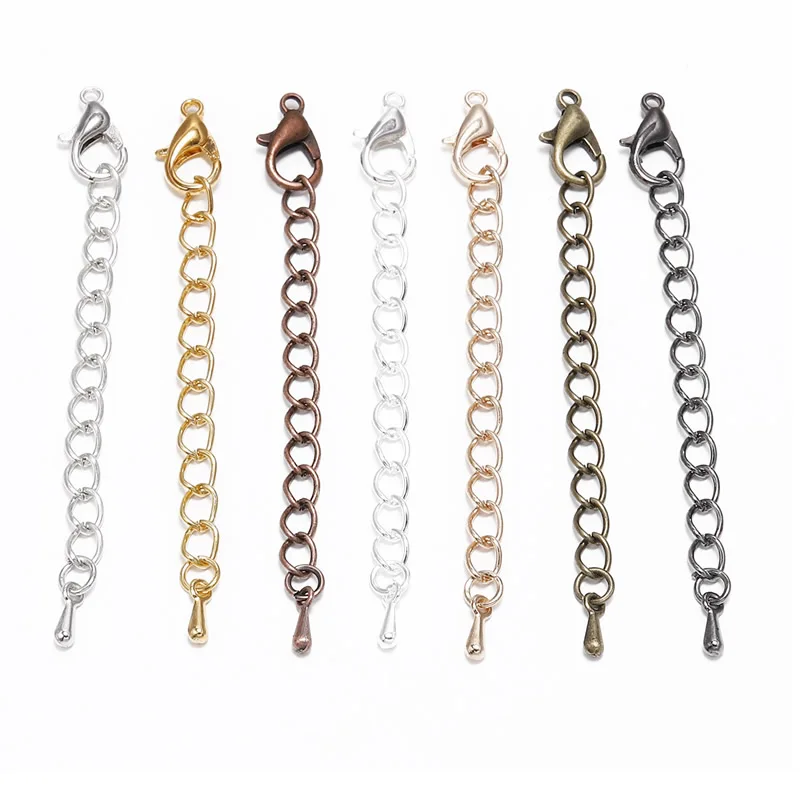 10 teile/los Mehrfarbige Metall Erweiterte Verlängerung Schwanz Kette Karabiner Stecker Für DIY Schmuck Machen Armband Halskette Image