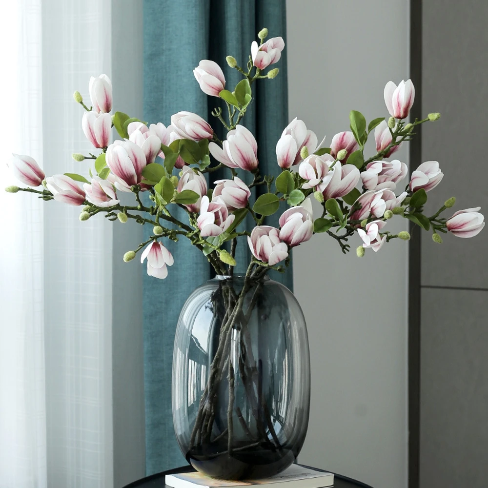 Künstliche Blumen Seiden-Magnolien-Bouquet DIY Fotografie-Requisite Geschenk Hochzeitsbrautstrauß Tisch Party Heim Outdoor Garten Dekoration Image