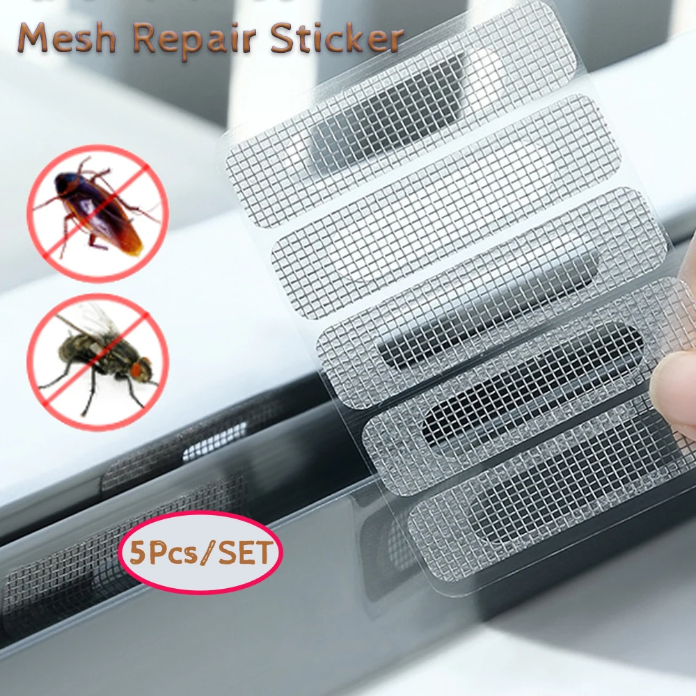5-teiliges Set Fenstergitter-Reparatur-Aufkleber, Insektenschutz-Netz, Moskitonetz-Reparatur-Patch für Löcher im Türgitter