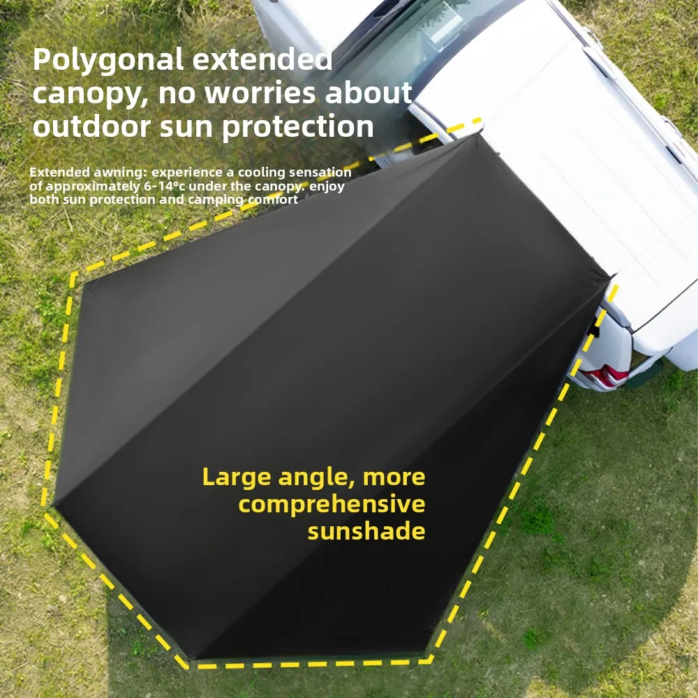 SUV-Seitenmarkise für Selbstfahrertouren mit Saugnapf, Sonnenschutz, silberbeschichtetem Vinyl, Outdoor-Camping-Heckzelt Image