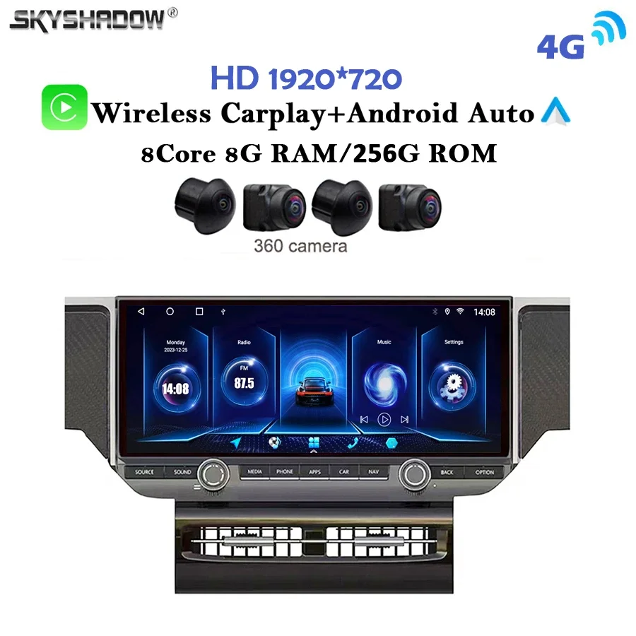 8G + 256G 360 Macchina Fotografica Carplay Auto Android 14.0 LTE Lettore DVD Per Auto GPS WIFI Bluetooth Radio Per Porsche Macan 2010-2016 Destra Sinistra