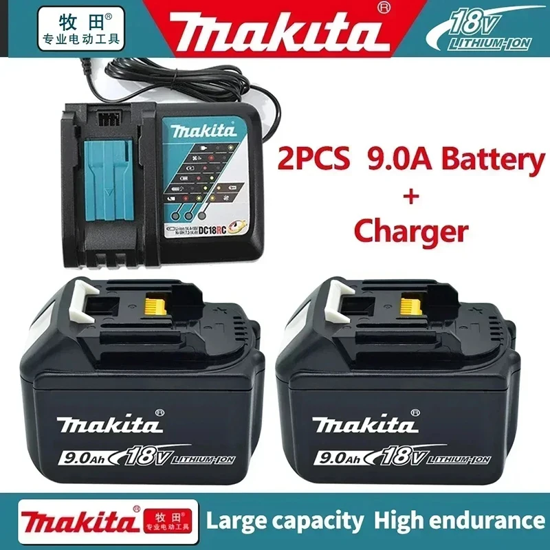 100 % Makita-Akku, 9,0 Ah, 18 V, LXT-Lithium-Ionen-Akku BL1860 mit LED-Anzeige, 18-V-Akku, Akku für Elektrowerkzeuge, Original 18 V, 6 Ah Image