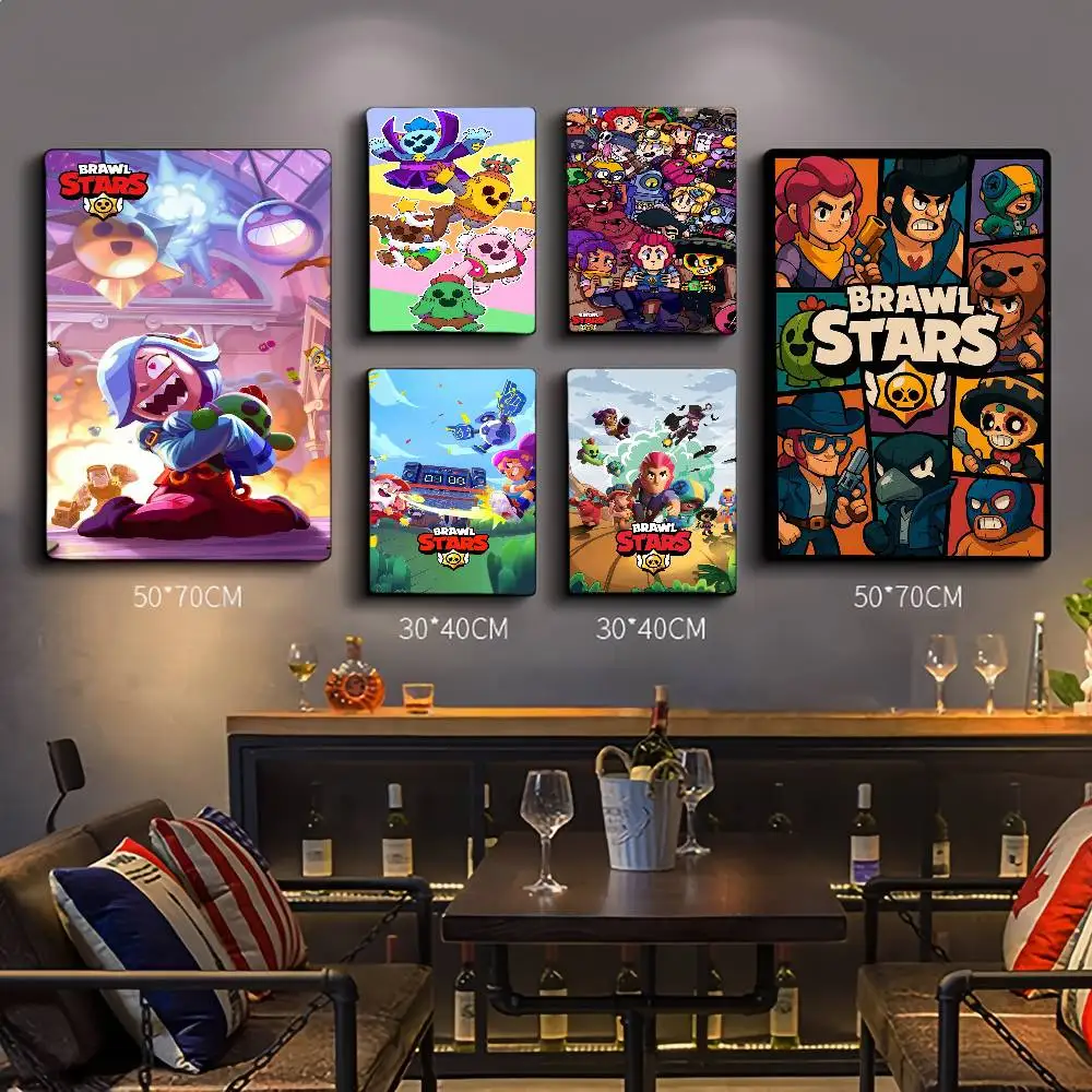 Anime-Spiel Brawl Stars Film Klebende Poster Retro Kraftpapier-Aufkleber DIY Zimmer Bar Café Ästhetische Kunst Wandbild Image