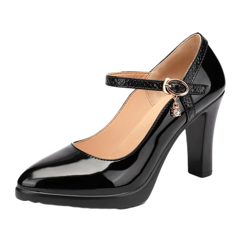 Small Size 32-43 Patent Leather Shoes Women High Heels Spring 2026 Mary Janes Platform Pumps for Office Wedding Dance Model