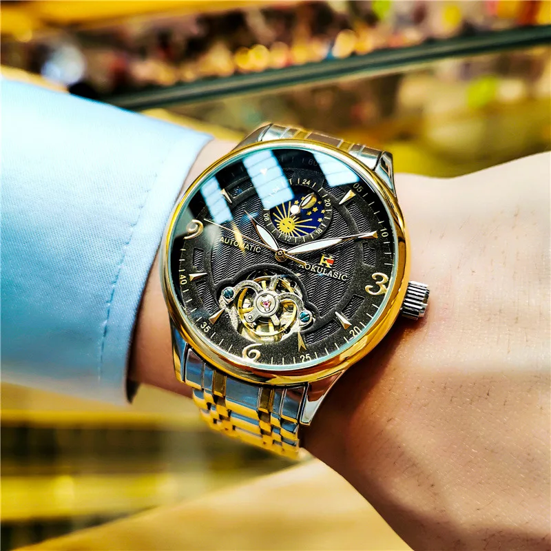 Luxuriöse Herren Automatik-Mechanische Uhr Tourbillon Wasserdicht Leuchtend Modische Trendige Armbanduhr für Männer Image