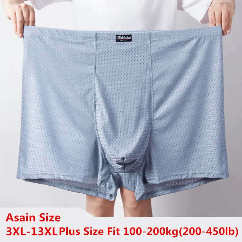 Plus Große Größe Männer Unterwäsche Boxer Shorts Mesh Loch Sexy Unterhose Junge Undies Knickers Homme Höschen 13XL 12XL 11XL 10XL 9XL 8XL Image