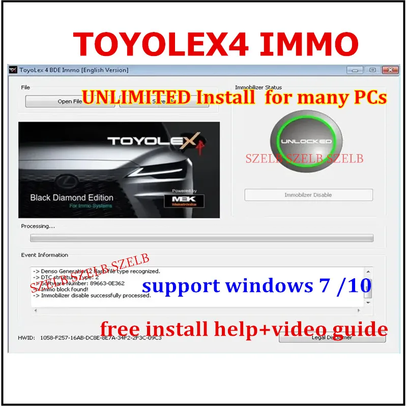 Toyolex 4 mit unbegrenztem Keygen Toyolex 3 für Denso für Lexus Car DT-C Disable Software Toyolex3 Toyolex4 Kostenlose Installation + Video Image