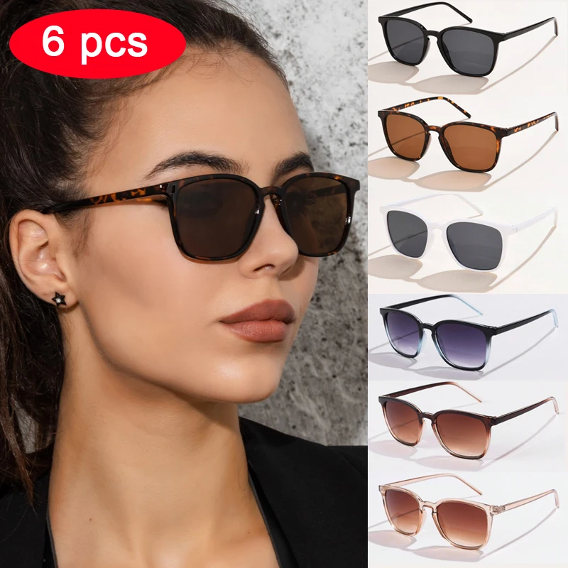6 stücke/4 stücke/3 stücke Platz Kleine Sonnenbrille Frauen Rechteck Rahmen Lila Bunte Sonnenbrille Weibliche Y2K Retro Gradienten Shades UV400 Image