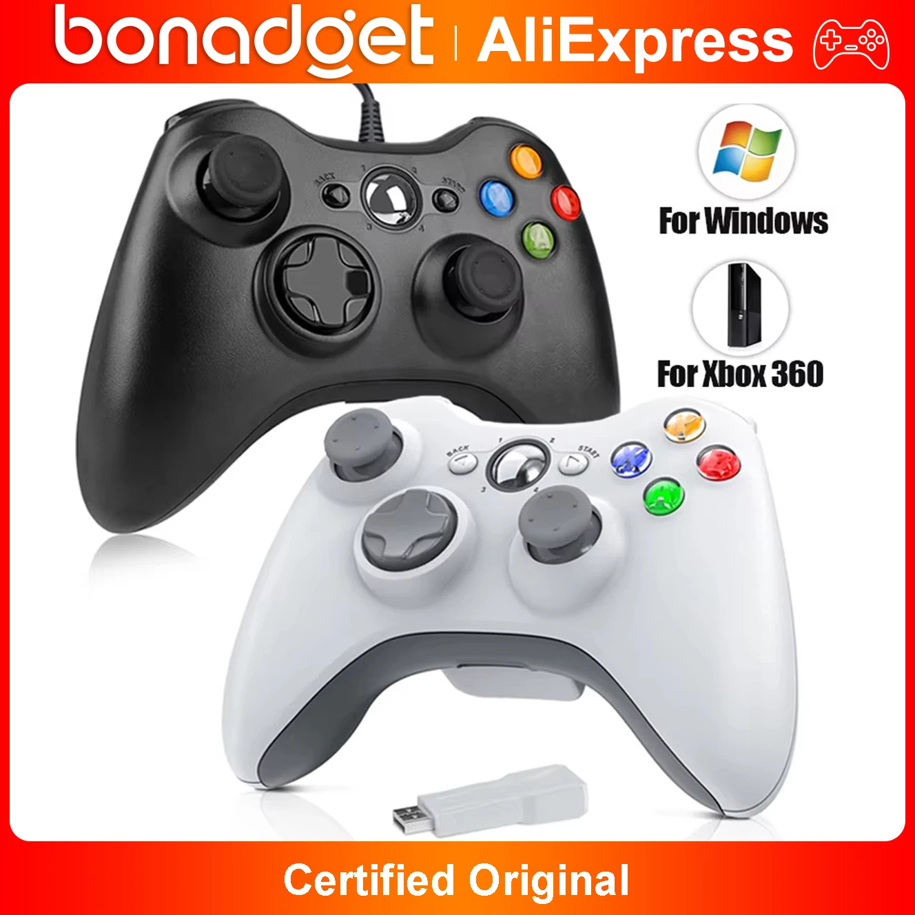 Für Xbox 360/360 Slim/Lite/PC 2,4G Kabelloser Spielcontroller Plug&Play Präziser Joystick Reaktionsschneller Trigger Dual-Vibration Gamepads Image