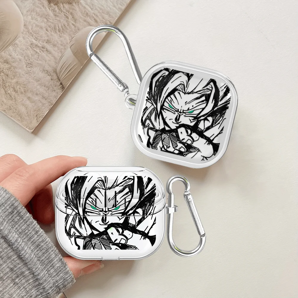 Dragon Ball Goku Vegeta Transparente Kopfhörerhüllen mit Haken für Samsung Galaxy Buds 4Pro 3Pro 2Pro 3 FE 2 Live 4 Pro Image