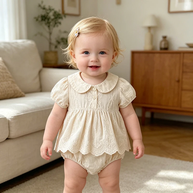 2026 Babykleidung Sommer Neu Mädchen Baby Strampler Kurzarm Kleidung Vollmond Hundert Tage Prinzessinnenrock Neugeborenen-Jumpsuit Image