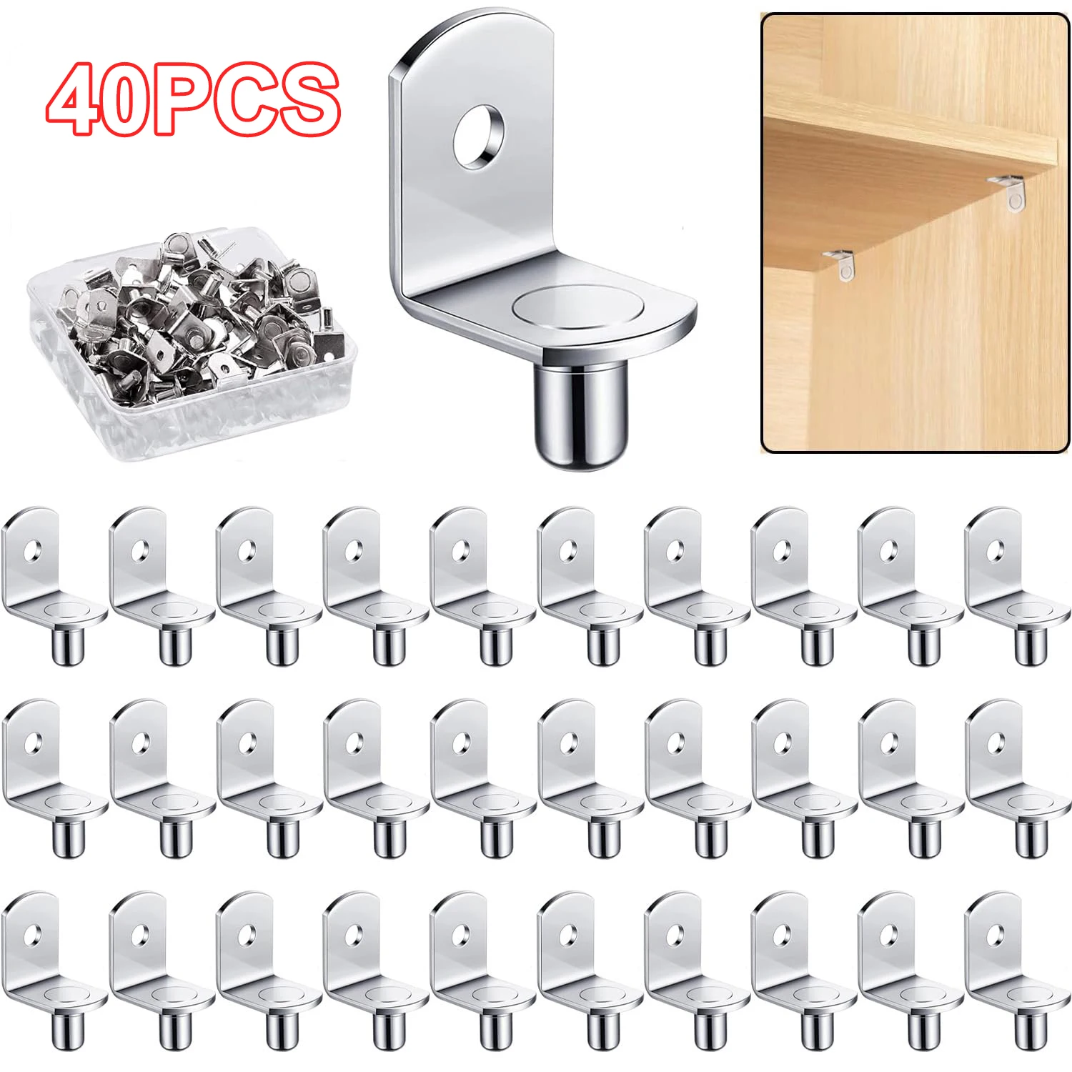 10/20 Stück Regalhalterungen, Stützstifte, 5 mm Metallstifte, Regaltrenner, Möbelregal, Wandhalterung, Halter für Schrank Image