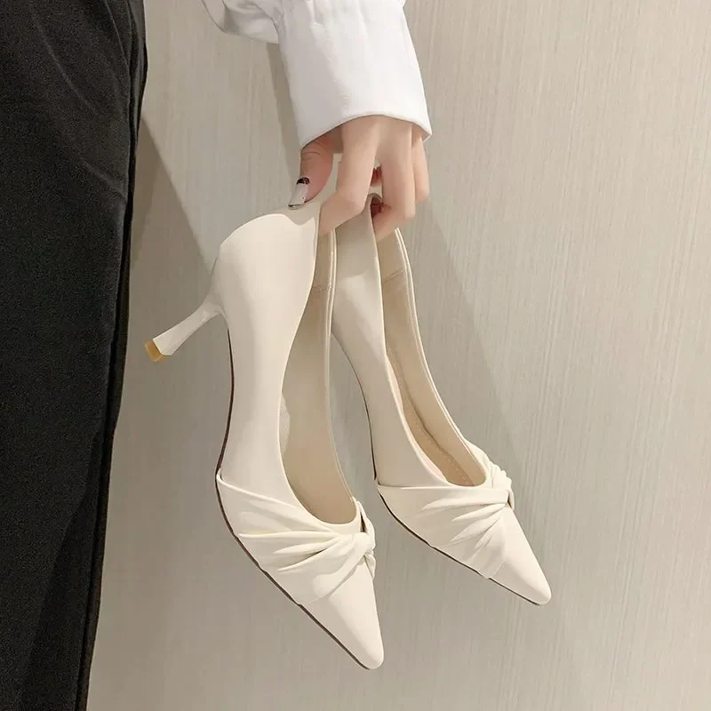 zapatos de mujer women cute sweet elegant beige office patent leather slip on stiletto heel shoes lady black sexy pumps b646