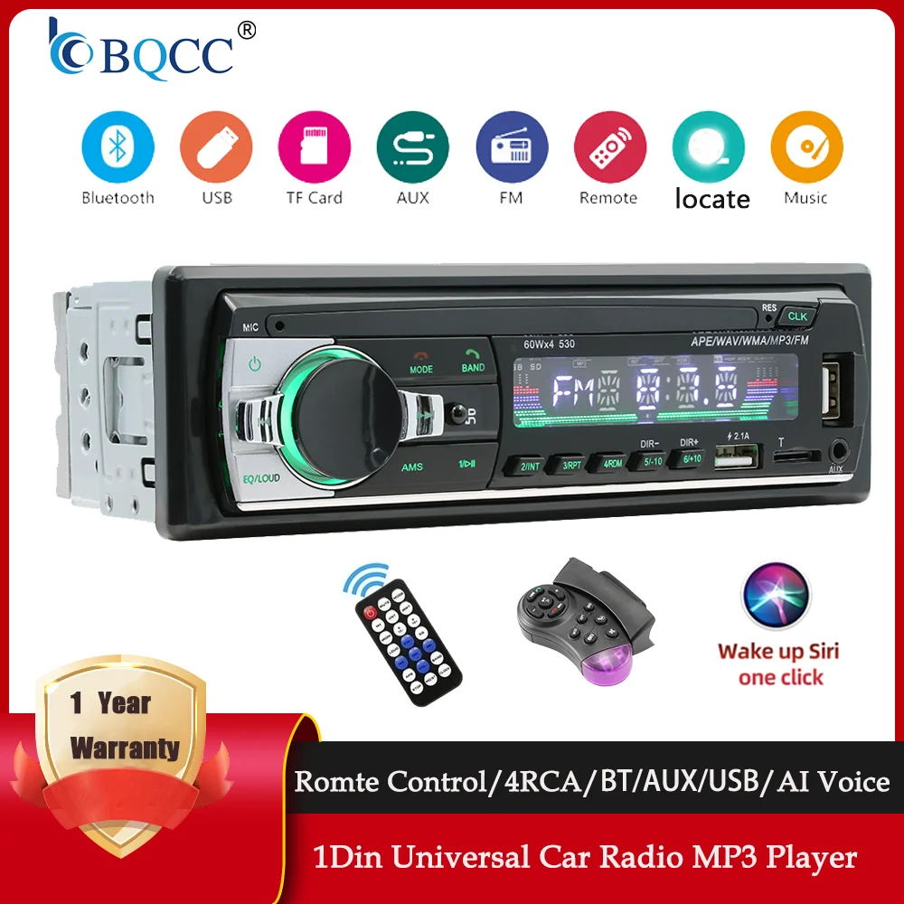 BQCC 1din Universal Autoradio MP3-Player FM/BT/AUX/USB/Telefonladefunktion 7 Farbige Beleuchtung Autoradio für Volkswagen/BMW/KIA/FORD Image