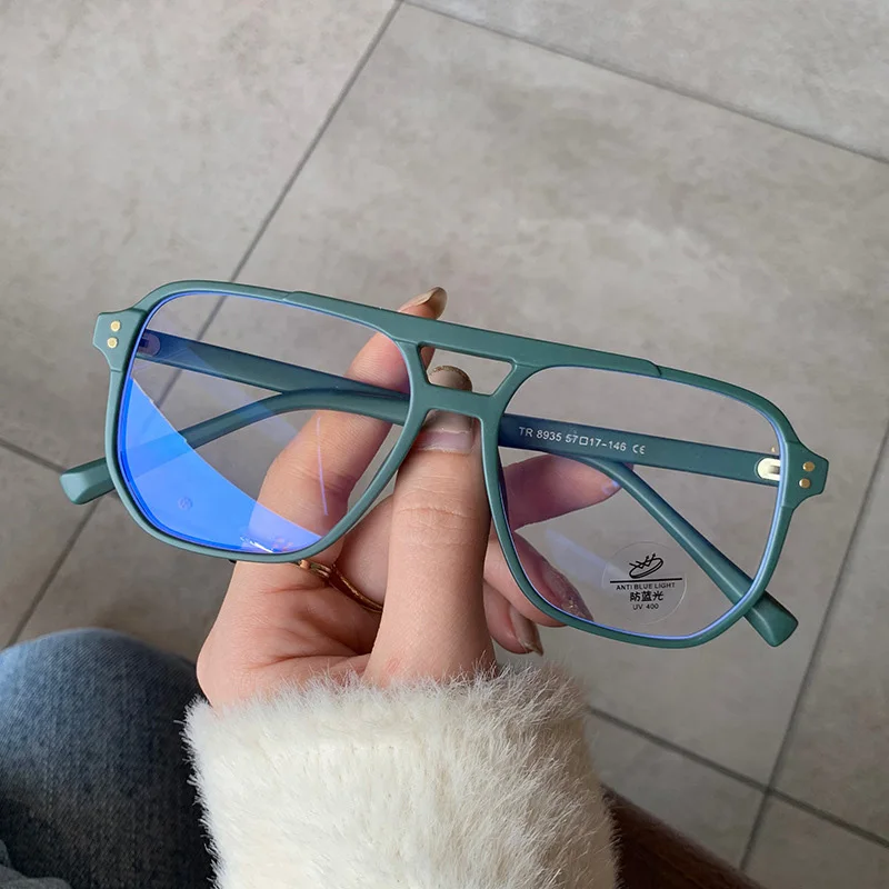 SO&EI Fashion Square Doppel Brücken TR90 Frauen Gläser Rahmen Klar Anti-Blu-Ray Brillen Retro Männer Optische Rahmen computer Brille Image