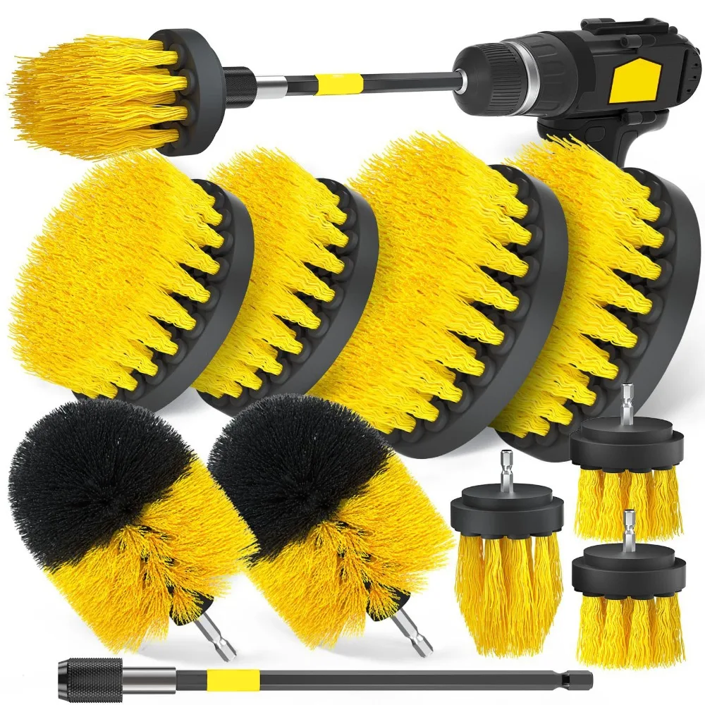 Confezione da 10/15 accessori per spazzole per trapano Set tamponi per pulizia Tamponi per lucidatura in spugna Spazzola per pulizia elettrica Kit tampone per lucidatura per auto Kit di pulizia