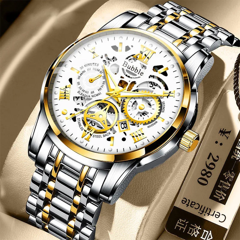UTHAI L93 Orologio da uomo Trendy High end Light Luxury Versatile Orologi al quarzo Orologio da uomo vuoto romano impermeabile
