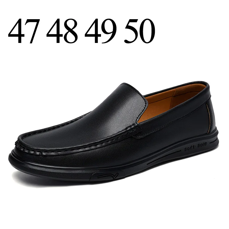 Große Größen 48 49 50, Herren-Slip-on-Lederschuhe, Büro-Freizeitschuhe, Slipper, Mokassins, flache Schuhe, Herren, Schwarz, Braun