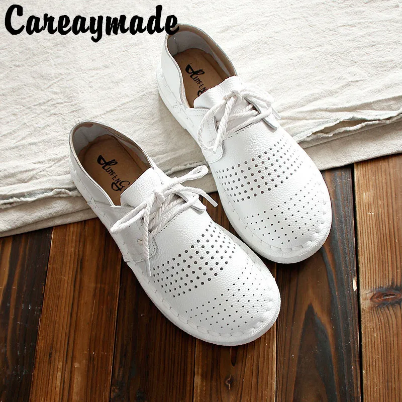Careaymade-Neue Echtes leder schuhe, Reine handgemachte wohnungen schuhe, die retro kunst mori mädchen schuhe, einfache weiße schuhe, alle farben